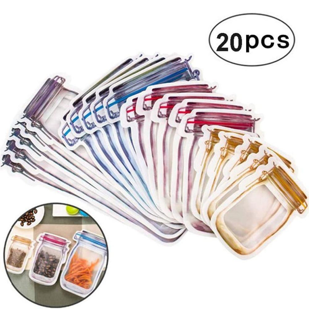 (20pcs) Mason Jar Bottles Bags Zipper Bpa Free Mason Bottles Food Snack Bag Seal Fresh Sealed Bags Leakproof Home Organizer