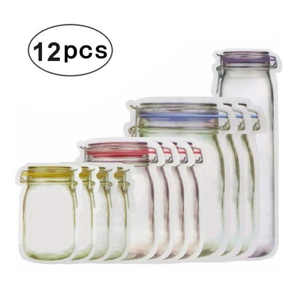 (12pcs) Mason Jar Bottles Bags Zipper Bpa Free Mason Bottles Food Snack Bag Seal Fresh Sealed Bags Leakproof Home Organizer