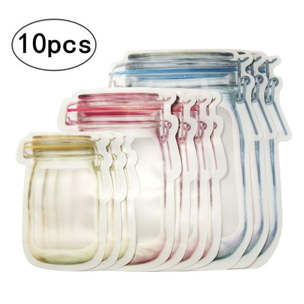 (10pcs) Mason Jar Bottles Bags Zipper Bpa Free Mason Bottles Food Snack Bag Seal Fresh Sealed Bags Leakproof Home Organizer