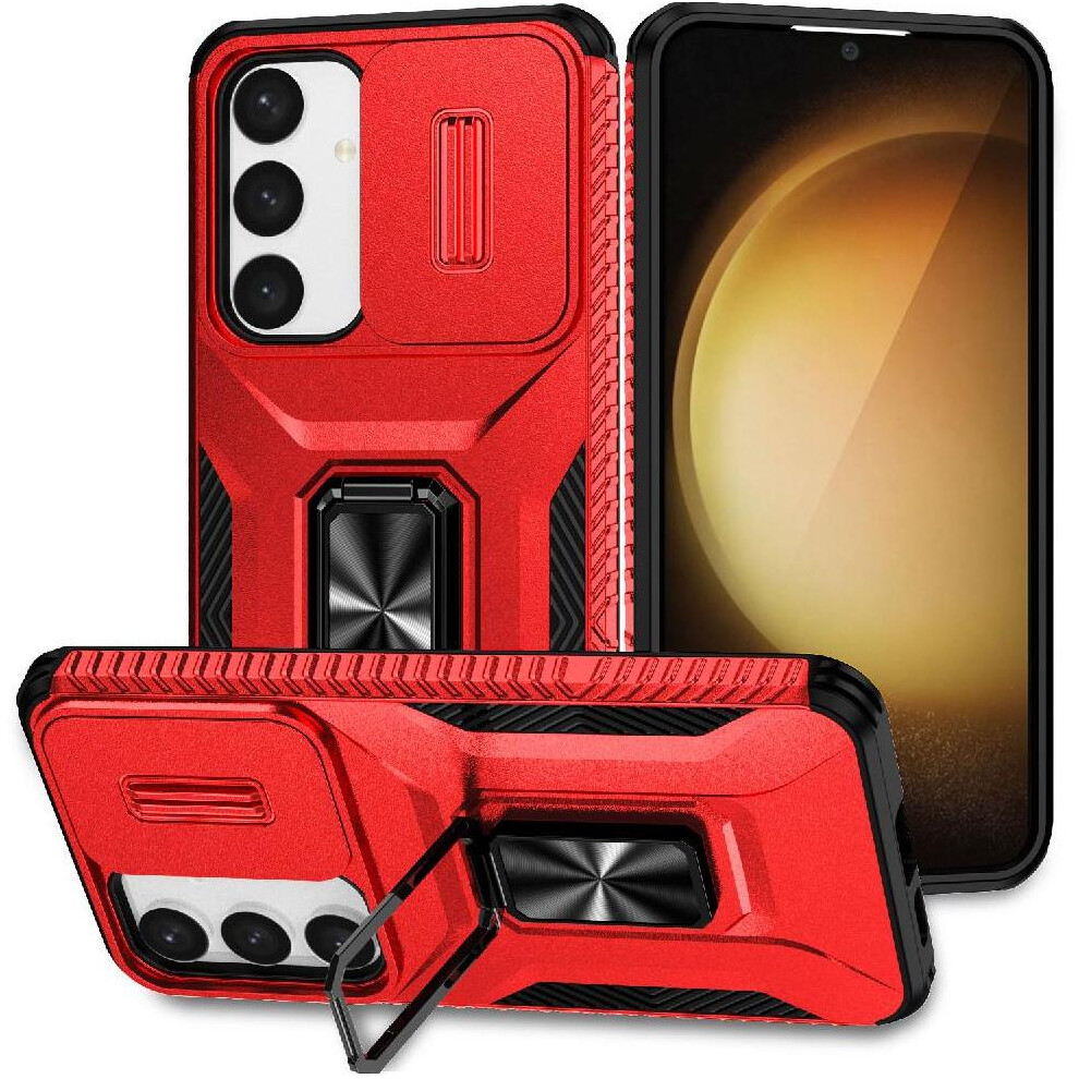 (Red) Case For Samsung Galaxy S25 Plus 5G Shockproof Ring Hodler Car Magnet Lens Protection Red 764549373147