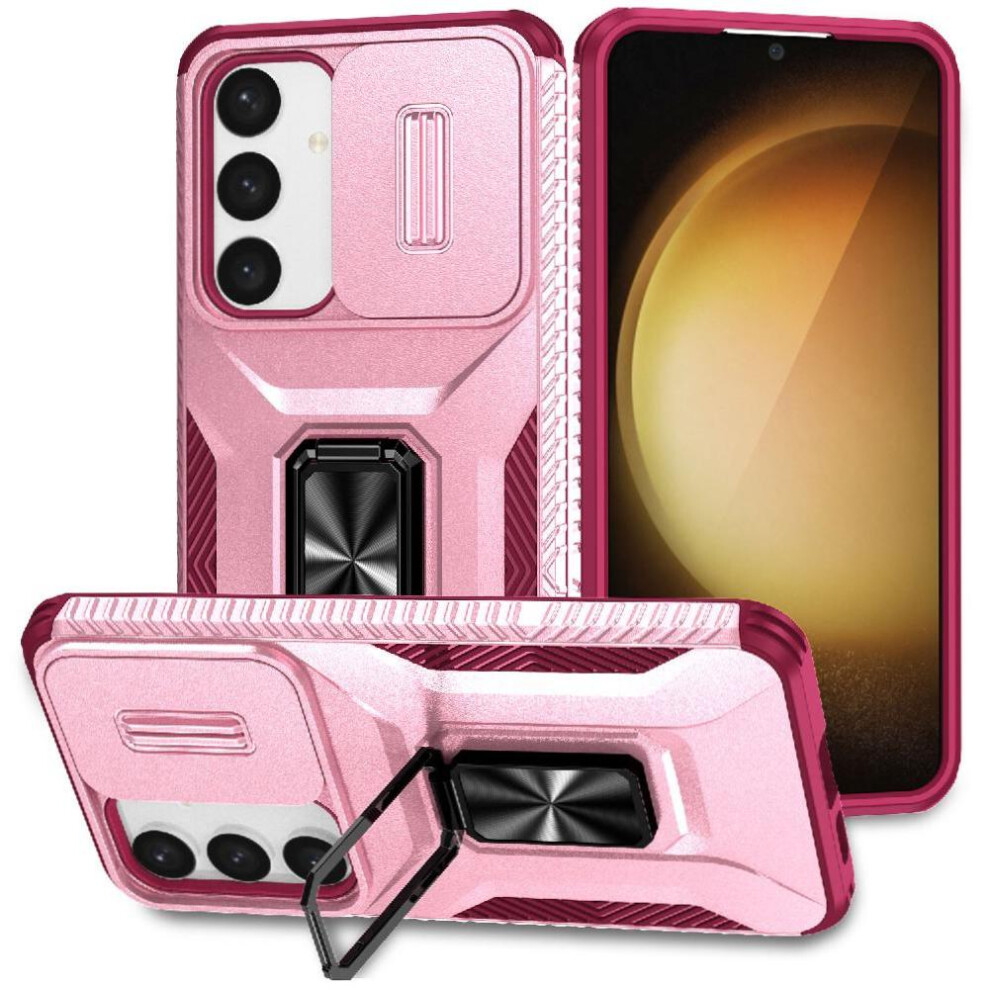 (Pink) Case For Samsung Galaxy S25 Plus 5G Shockproof Ring Hodler Car Magnet Lens Protection Pink 764549373116