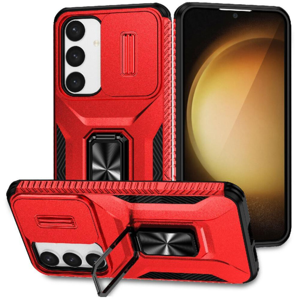 (Red) Case For Samsung Galaxy S25 5G Ring Hodler Car Magnet Shockproof Lens Protection Red 764549373222