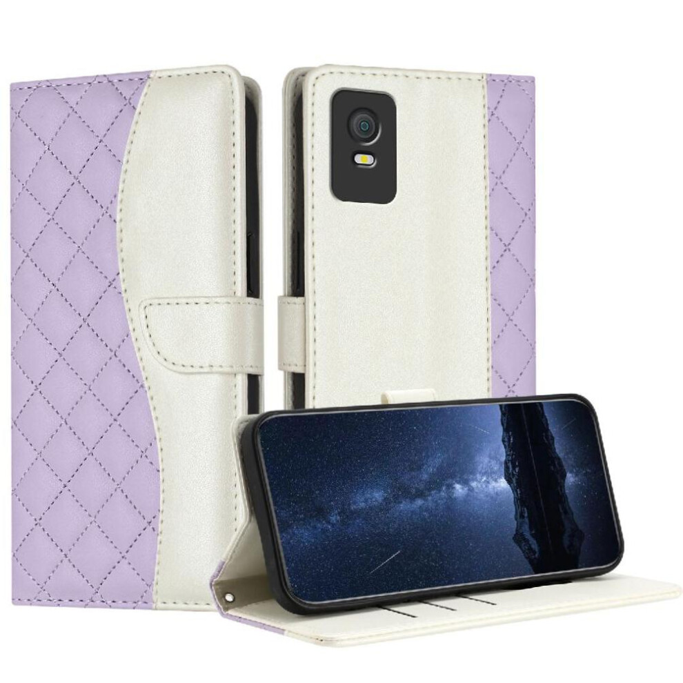 ( Violet) Flip Case For Tcl 403 Magnetic Color Wrist Strap Wallet Protection Card Slots Holder Light 764549374113