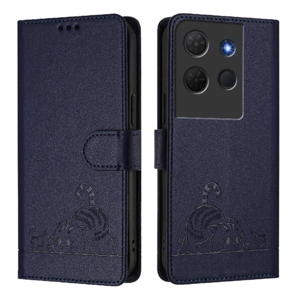 (Blue) Case For Tcl 503 Wallet Flip Cover Card Slot Holder Kickstand Cat Rfid Blue 764549374977