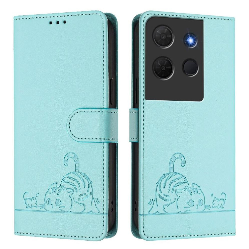 (Green) Case For Tcl 503 Wallet Flip Cover Card Slot Holder Kickstand Cat Rfid Green 764549374946