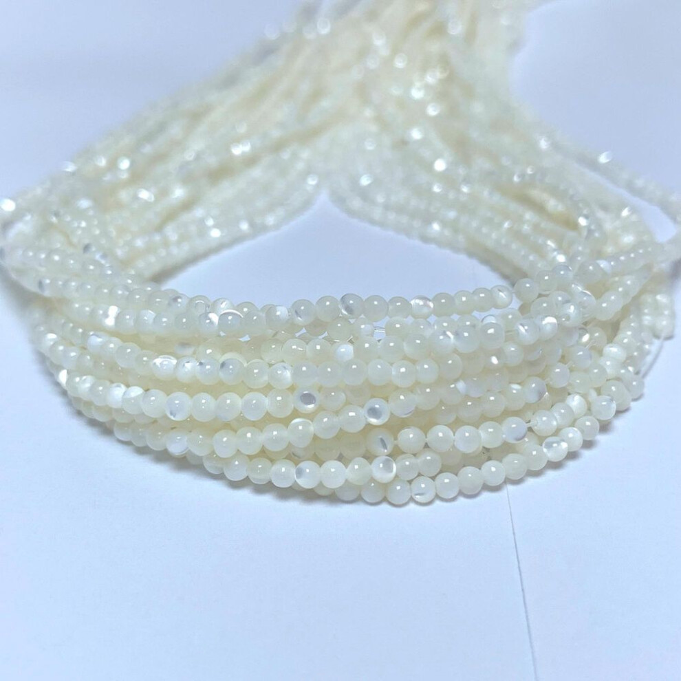 (white, 2mm) Natural White Mother Of Pearl Beads 2mm 3mm 4mm Small White Shell Loose Beads For Jewelry Making