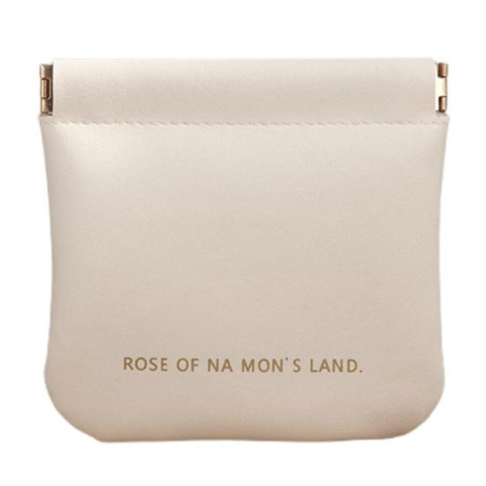(white) Faux Leather Mini Cosmetic Bag Waterproof Elegant Magnetic Closure Portable Multi-functional Women Lipstick Makeup Sanitary Pad Pouch Coins Purse Gift