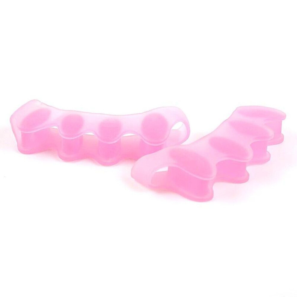 (pink) 1pair Toes Separator Bunion Corrector Soft Silicone Pedicure Straightener Feet Bone Adjuster Foot Care Tools