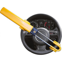 Twin Bar Steering Wheel Lock High Visibility Car Lock Anti-theft Device Deterrent Suitable for Car Van Caravan Steering Lock with 2 Keys - Yellow2pcs