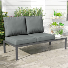 Outsunny 2 Seater Outdoor Seat Cushion with Back, for Garden, Charcoal Grey