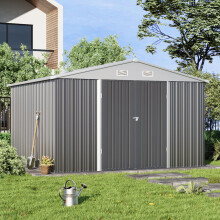 10 x 10 ft Outdoor Shelving Metal Storage Shed
