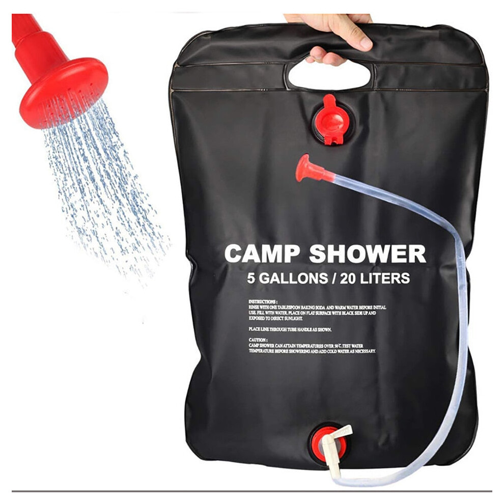 (20L) Camp Shower Bag Solar Energy Heated Portable Folding Outdoor Bath Bag Travel Hiking Climbing PVC Water Bag