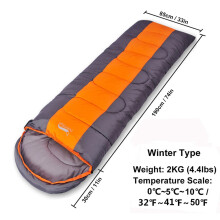 (Orange) Large Sleeping Bag for Adults 1pc Winter Type Envelope Warm Sleeping Bags Blanket for Camping Hiking Tourism