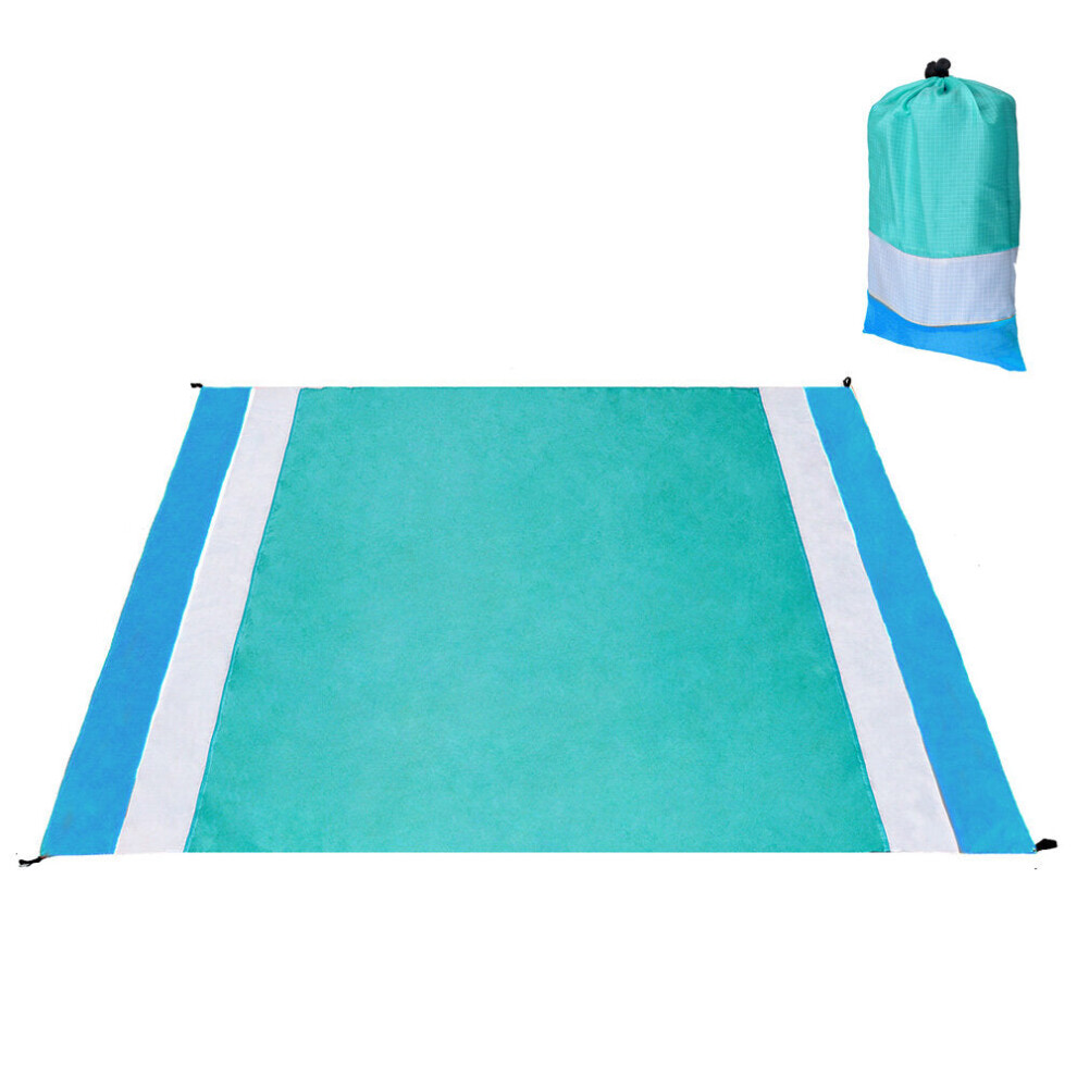 (Green) 200x210cm Beach Mat Sand Free Blanket Waterproof Picnic Pad Oversize Sunshade Canopy Outdoor Camping Travel