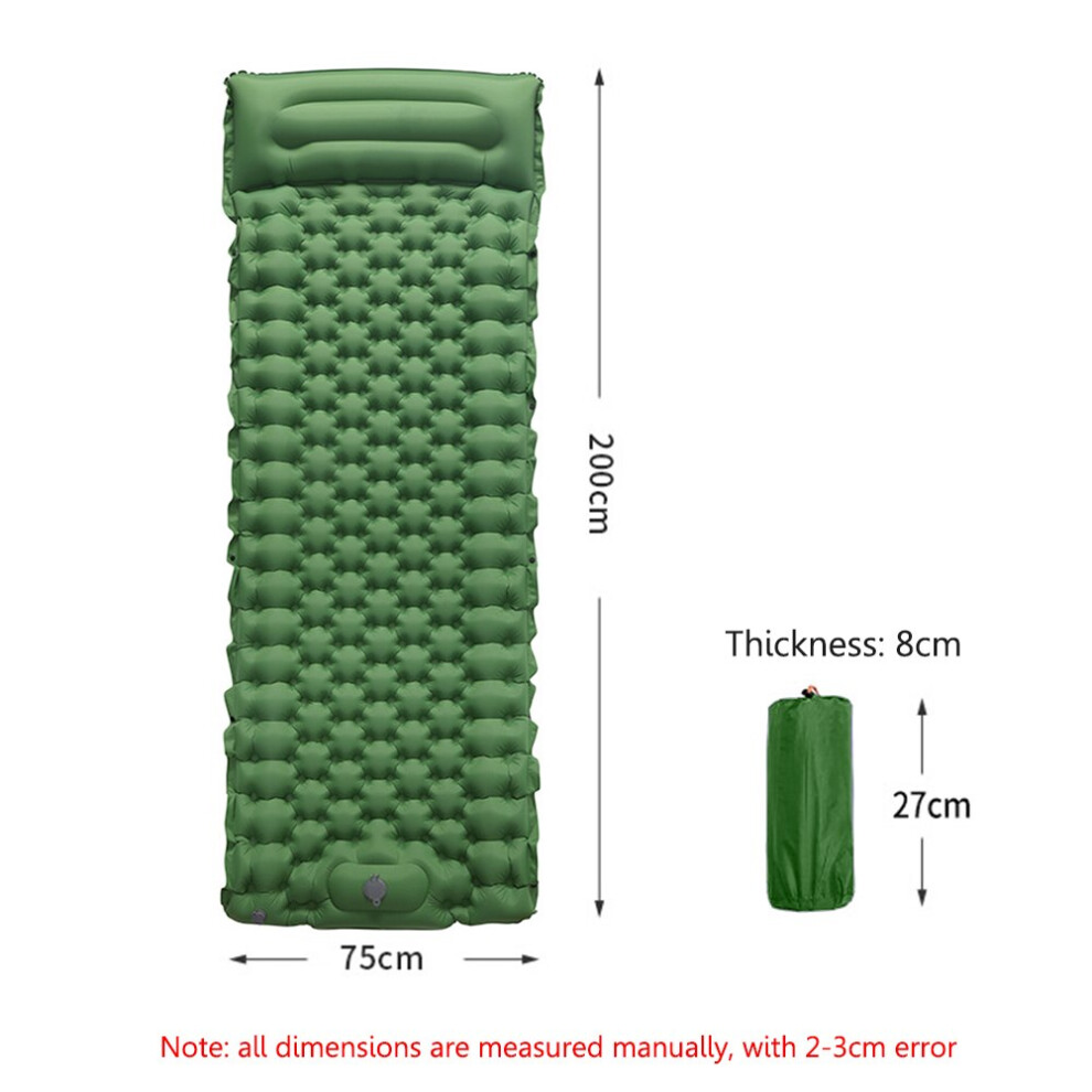 (Army Green single bed) Waterproof Sleep Inflatable Mattress Outdoor Double Air Cushion Storage Bag Camping Folding Bed Ultralight Travel Hiking Mat