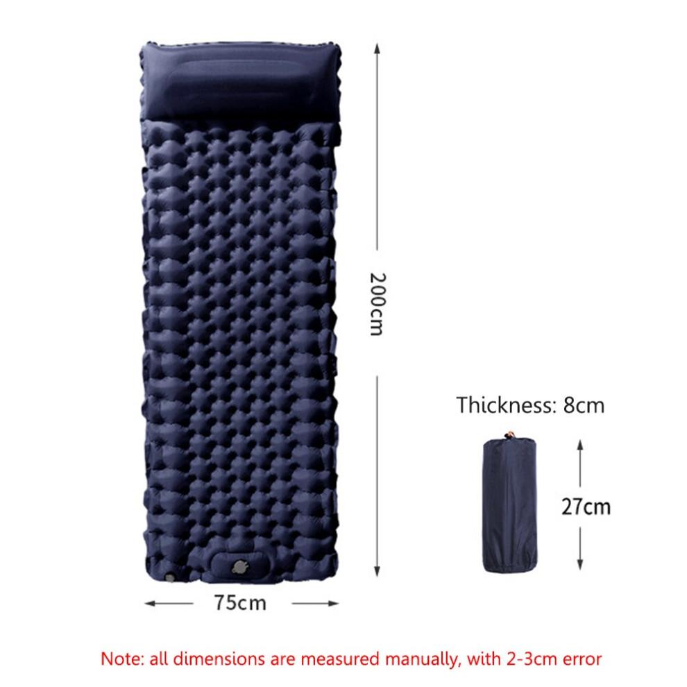 (Dark Blue single bed) Waterproof Sleep Inflatable Mattress Outdoor Double Air Cushion Storage Bag Camping Folding Bed Ultralight Travel Hiking Mat
