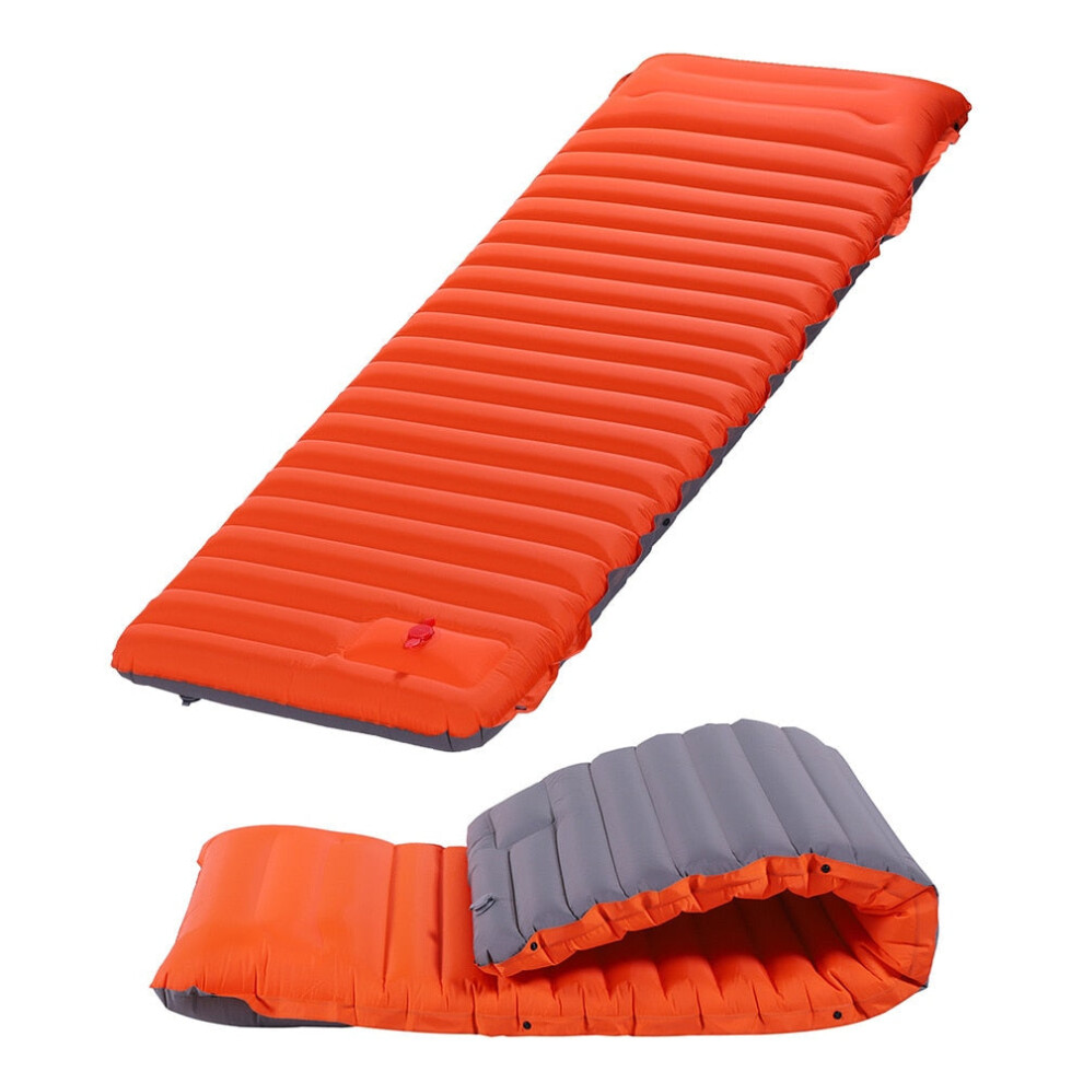 (Orange With Grey) Ultralight Self-inflating Air Mattress Widen Sleeping Pad Splicing Inflatable Bed Beach Picnic Mat Camping Tent Air Cushion