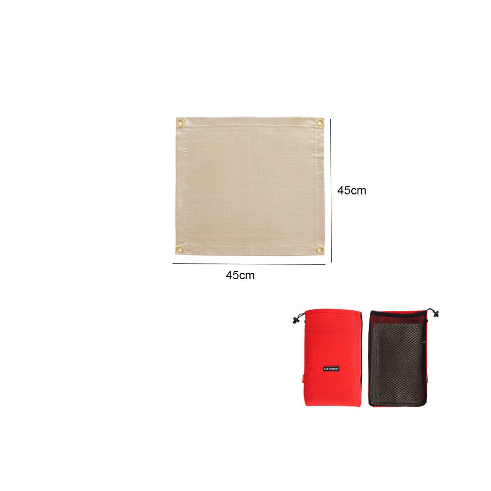 (Glass fiber, 45*45) Outdoor Camping Fireproof Cloth Heat Insulation Pad Flame Retardant Cloth Portable BBQ Picnic Mat High Temperature Anti-Scald