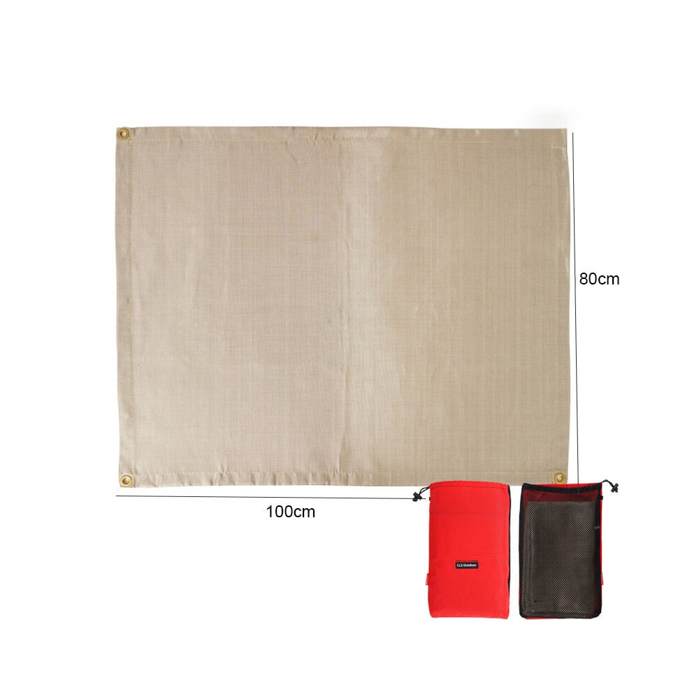 (Glass fiber, 100*80) Outdoor Camping Fireproof Cloth Heat Insulation Pad Flame Retardant Cloth Portable BBQ Picnic Mat High Temperature Anti-Scald