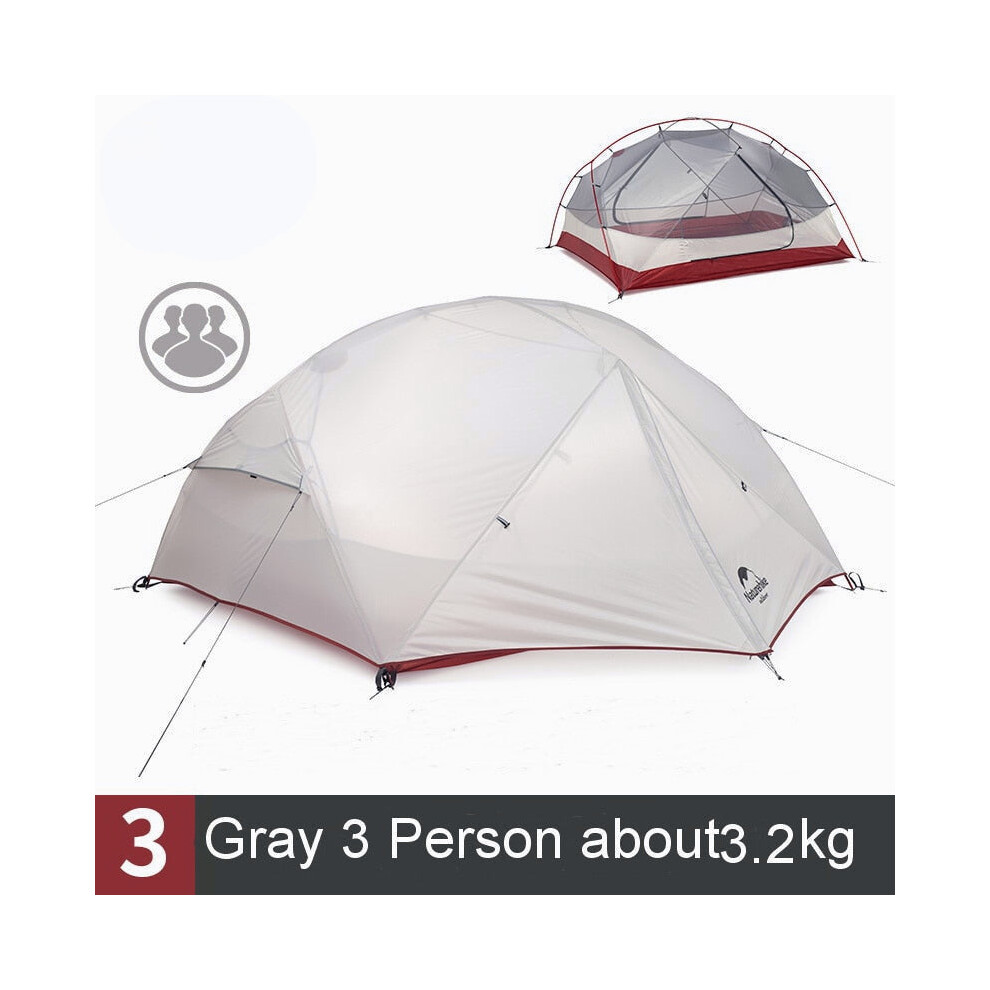 (3 person) Custom Mongar 1 2 3 People Waterproof Double Layer Outdoor Tent Aluminum Rod Gray Ultralight Single Camping Tents Mat