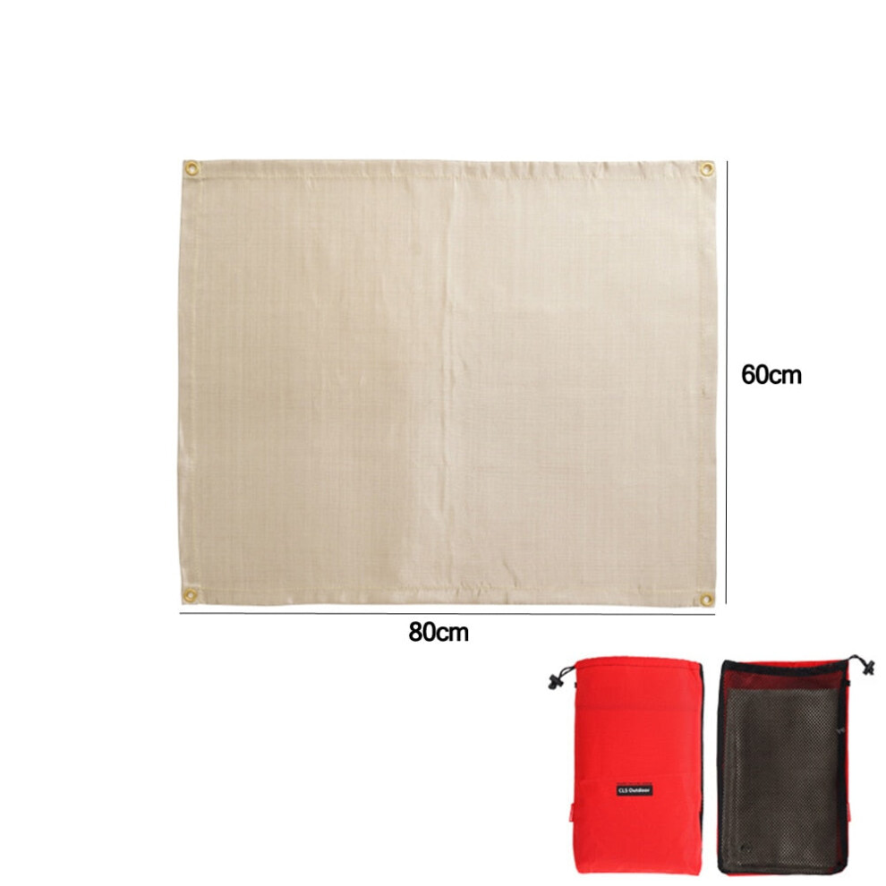 (80x60cm) Camping Fireproof Cloth Flame Retardant Insulation Mat Blanket Glass Coated Heat Insulation Pad Outdoors Picnic Barbecue