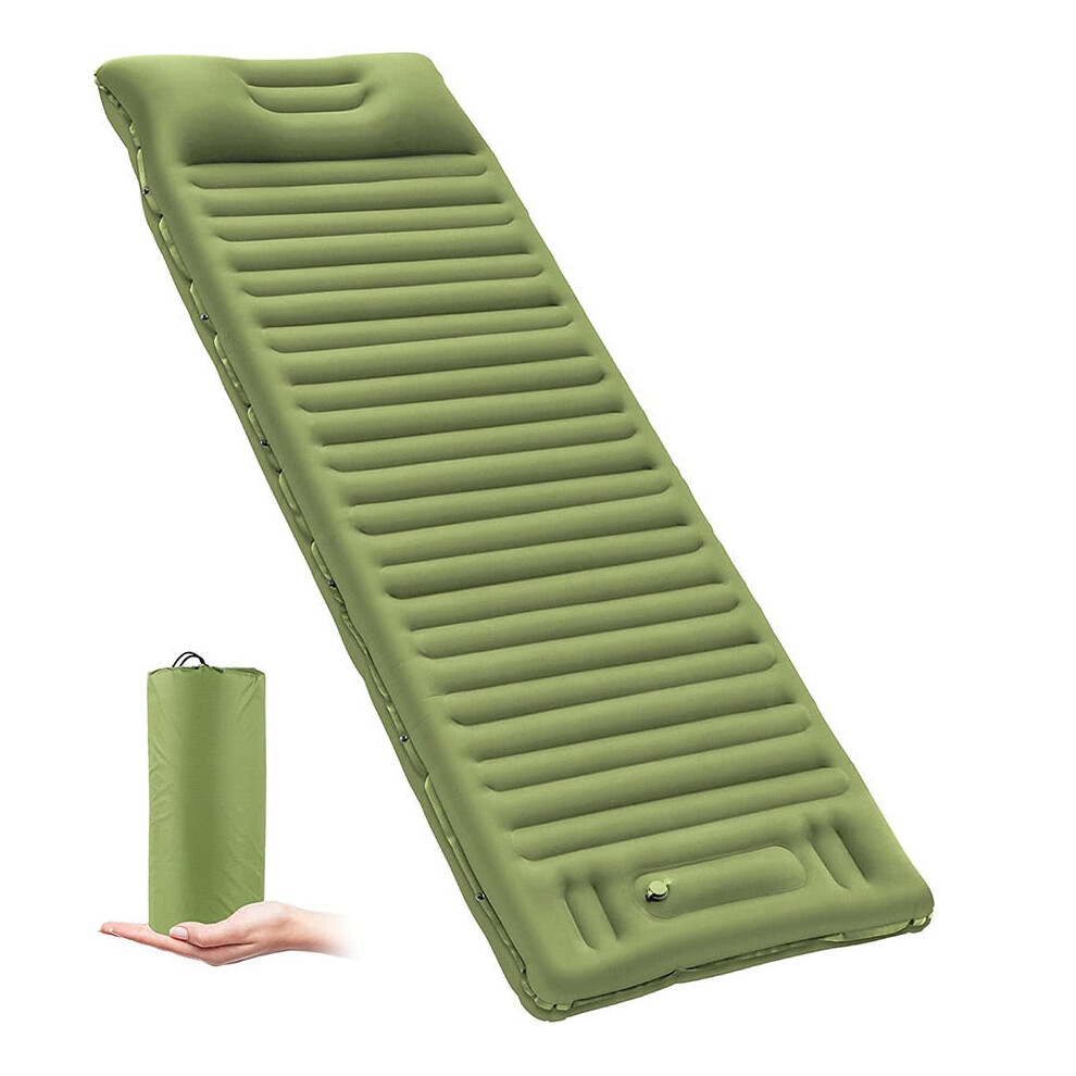 (Green) Self Inflatable Air Mattress Ultralight Hiking Camping Mat Thicken 10cm Sleeping Pad for Tent Backpacking Traveling Climbing