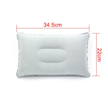 (Grey) Inflatable Air Pillow Bed Sleeping Camping Pillow PVC Nylon Neck Stretcher Backrest Pillow for Travel Plane Head Rest Support
