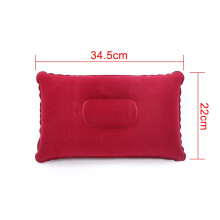 (Red) Inflatable Air Pillow Bed Sleeping Camping Pillow PVC Nylon Neck Stretcher Backrest Pillow for Travel Plane Head Rest Support