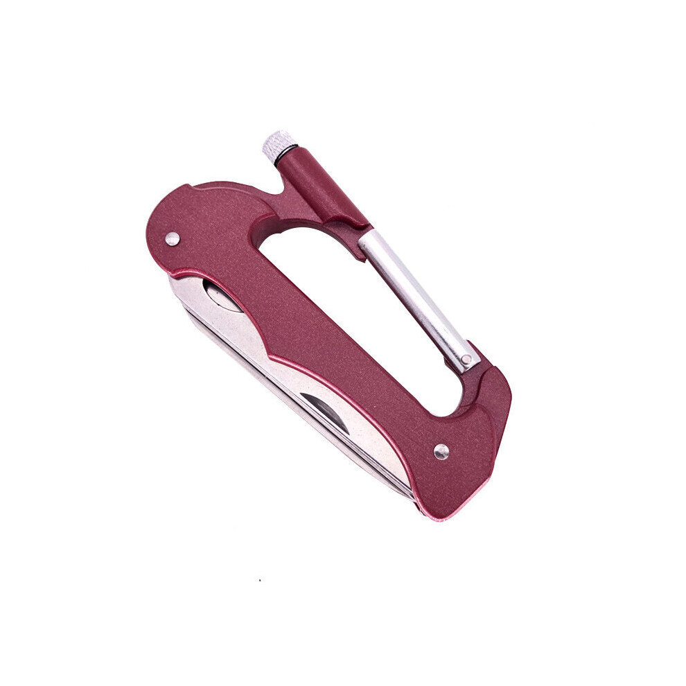 7-in-1 Multi-function Carabiner Mountaineering D-Shape Buckle Multi-Tools Pocket Knife+Saw+Flashlight Outdoor Camping Survival EDC Tools