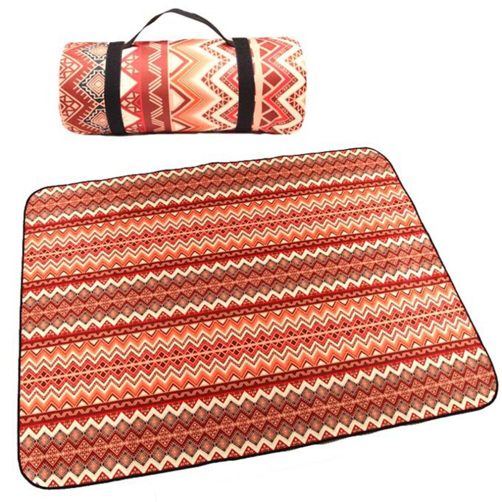 (A 2, 150X130cm) Portable Folding Picnic Mat Outdoor Camping Mat Thicken Moisture-proof Pad Nation Style Printed Mat Family Picnic Child Play Mat