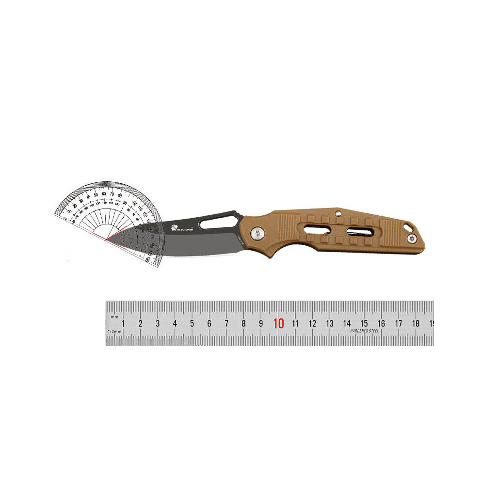 (Desert Yellow) Blade Tactical Folding EDC Knife Survival Multitool Utility Sabre Tools Knife for Outdoor Camping Hunting