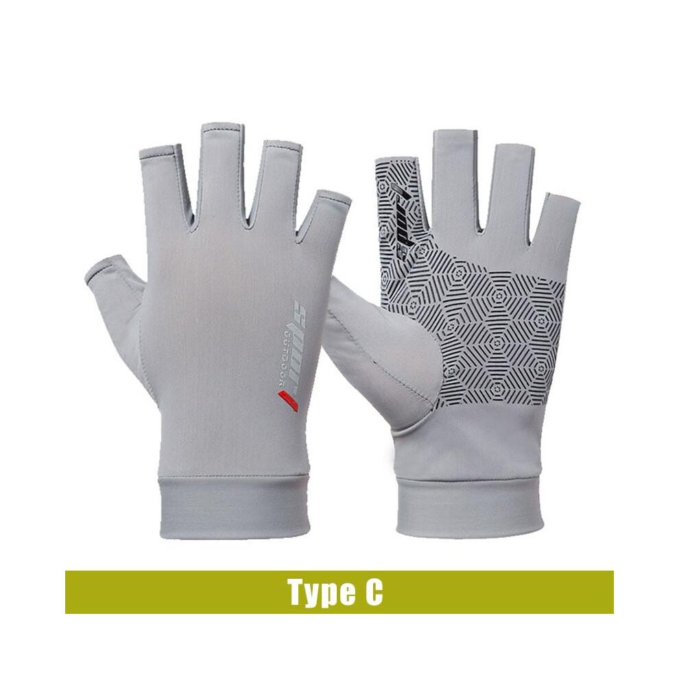 (Grey, Half Finger) Fishing Catching Gloves Protect Hand Professional Release Anti-slip Fish Gloves