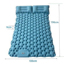 (Green, Dual with Pillow) Double Camping Sleeping Mat Self Inflatable Outdoor Extra Wide Sleeping Pad Nylon TUP Protable Air Mattress Bed Hiking