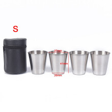 (30ML) Outdoor Camping Cup Tableware 30ml/70ml/170ml Travel Cups Set Stainless Steel Cover Mug Drinking Coffee Tea Beer With Case
