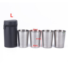 (170ML) Outdoor Camping Cup Tableware 30ml/70ml/170ml Travel Cups Set Stainless Steel Cover Mug Drinking Coffee Tea Beer With Case
