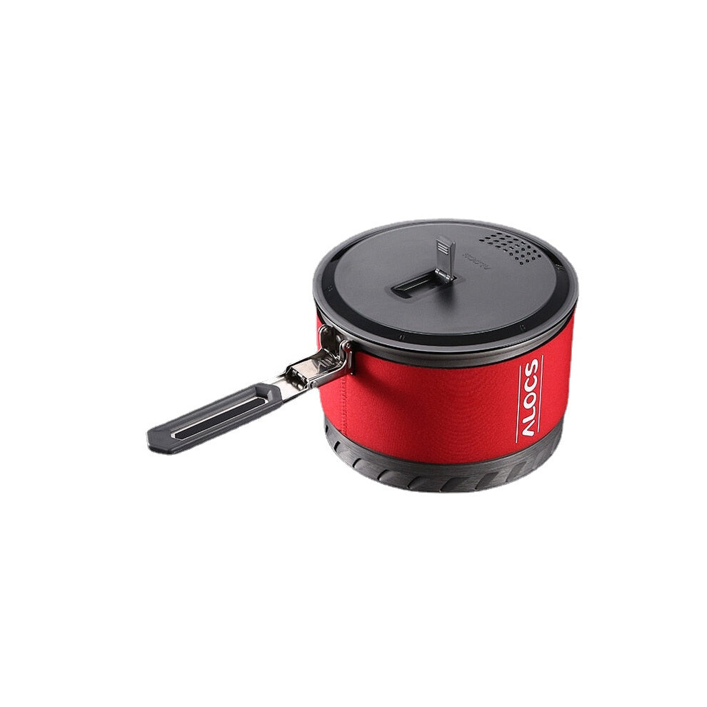 (2L) Outdoor Heat Exchange Camping Cooking Pot Cookware Folding Handle For Hiking Backpacking Picnic