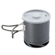 (White Lid) Heat Exchanger Pot 1L Foldable Cooking Pots with Mesh Bag Outdoor Camping Cookware