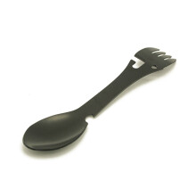 (Black) Camping Fork Spoon Multi-function Stainless Steel Cutlery 2 in 1 Spoon Fork Outdoor Cooking Camping Equipment Hiking Cooking
