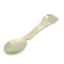 (Silver) Camping Fork Spoon Multi-function Stainless Steel Cutlery 2 in 1 Spoon Fork Outdoor Cooking Camping Equipment Hiking Cooking