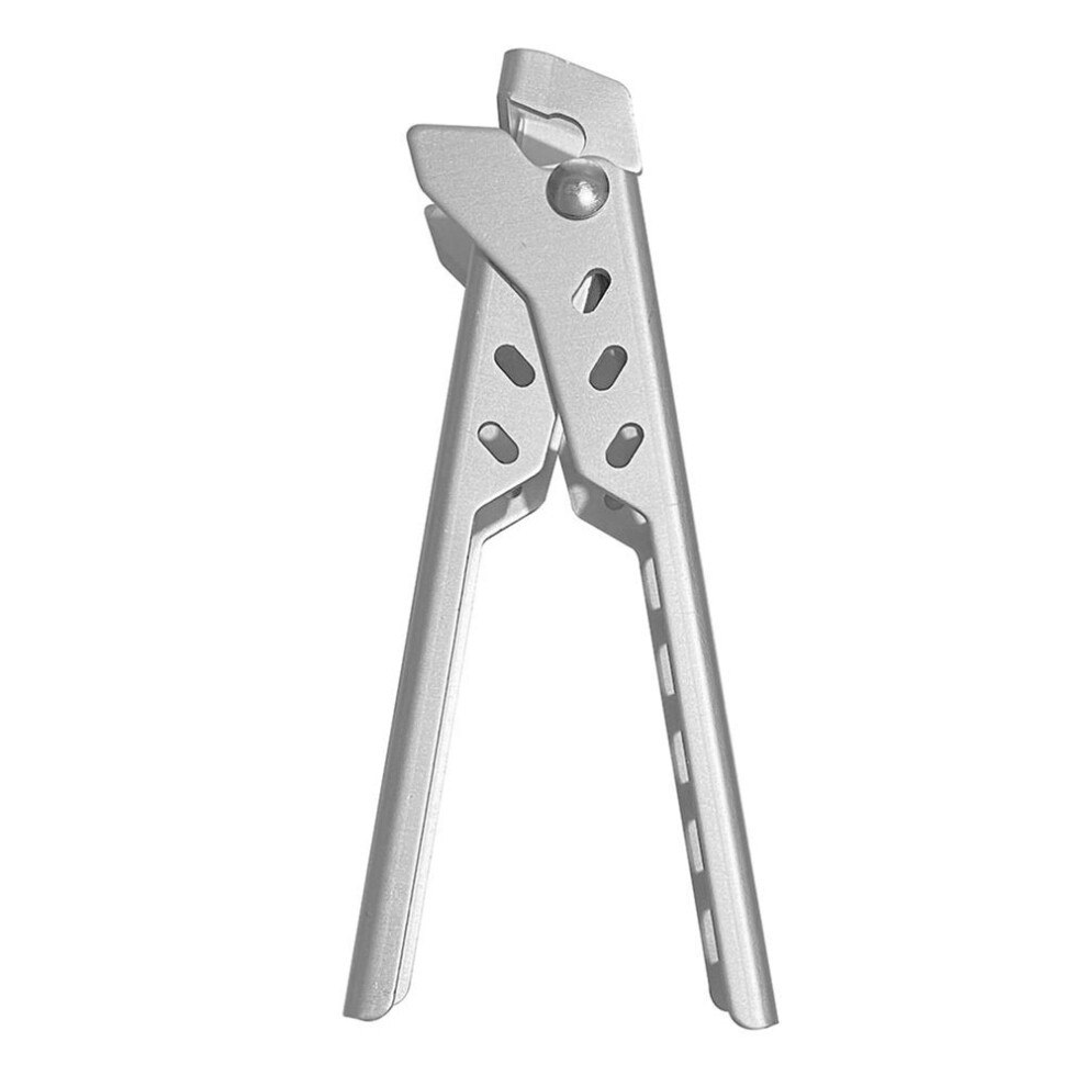 (Silver) Camping Anti-Scald Pot Pan Gripper Folding Handle Hollow Cookware Anti-hot Holder Clip for Picnic Camping Tool