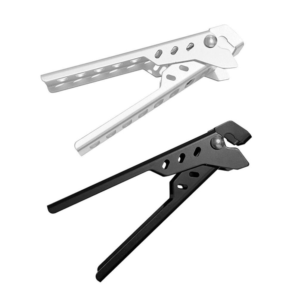 (Black) Camping Anti-Scald Pot Pan Gripper Folding Handle Hollow Cookware Anti-hot Holder Clip for Picnic Camping Tool