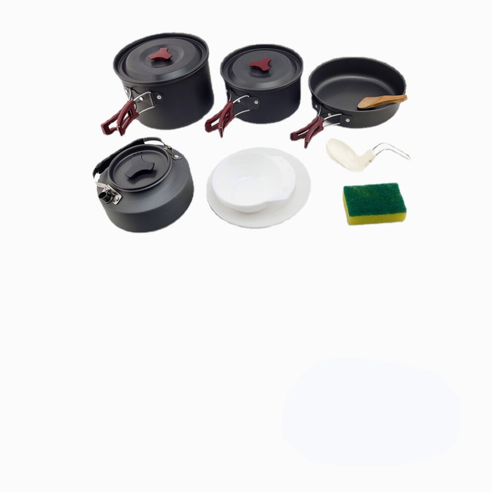 (2-3 persons kettle3) Camping Cookware Set Outdoor Pot Tableware Kit Cooking Water Kettle Pan Travel Cutlery Utensils Hiking Picnic Equipment-image-OPC-PFZR8WP-NEW