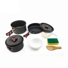 (4-5persons standard4) Camping Cookware Set Outdoor Pot Tableware Kit Cooking Water Kettle Pan Travel Cutlery Utensils Hiking Picnic Equipment