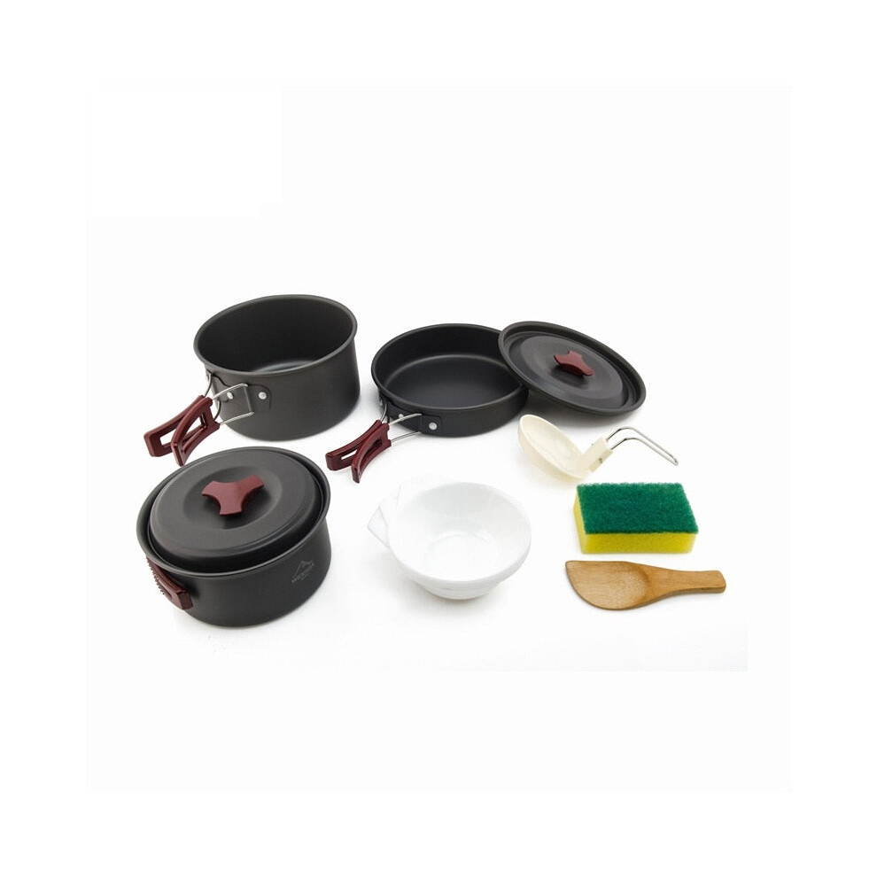 (4-5persons standard4) Camping Cookware Set Outdoor Pot Tableware Kit Cooking Water Kettle Pan Travel Cutlery Utensils Hiking Picnic Equipment