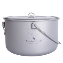(2900ml) Big Capacity Titanium Camping Pot Outdoor Hanging Pot Portable Camping Picnic Water Cup
