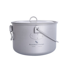 (1300ml) Big Capacity Titanium Camping Pot Outdoor Hanging Pot Portable Camping Picnic Water Cup
