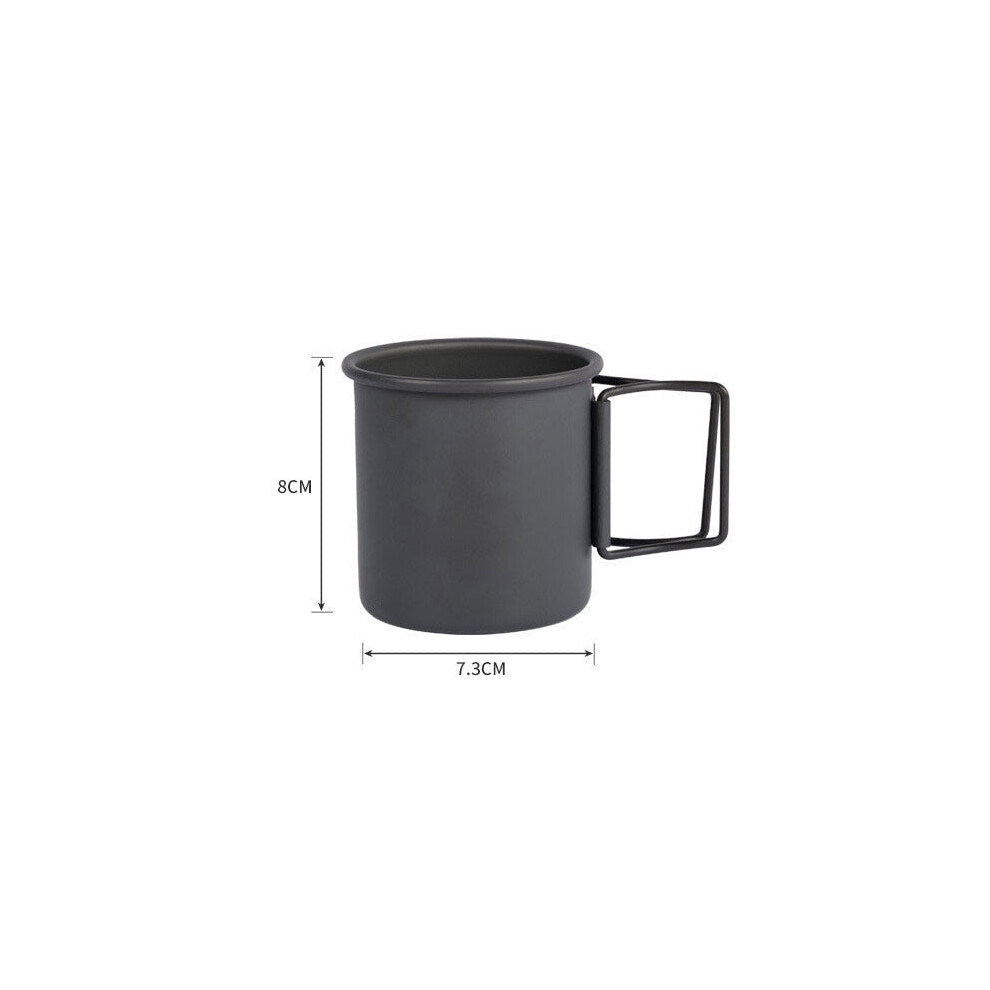 (Black) Camping Cup Folding Portable Coffee Mugs Drink Cutlery Aluminum Travel Water Cups Tourist Mug Cooking Set Picnic Utensils