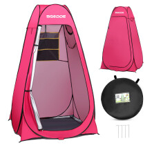 (Pink) Privacy Shower Tent Single Camping Tent Toilet Changing Room Rain Shelter Hiking Beach