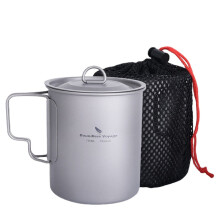 (Ti3040D 900ml) Titanium Mug Camping Pot Water Cup Lightweight Cookware Picnic Drinkware Tableware with Lid & Folding Handle