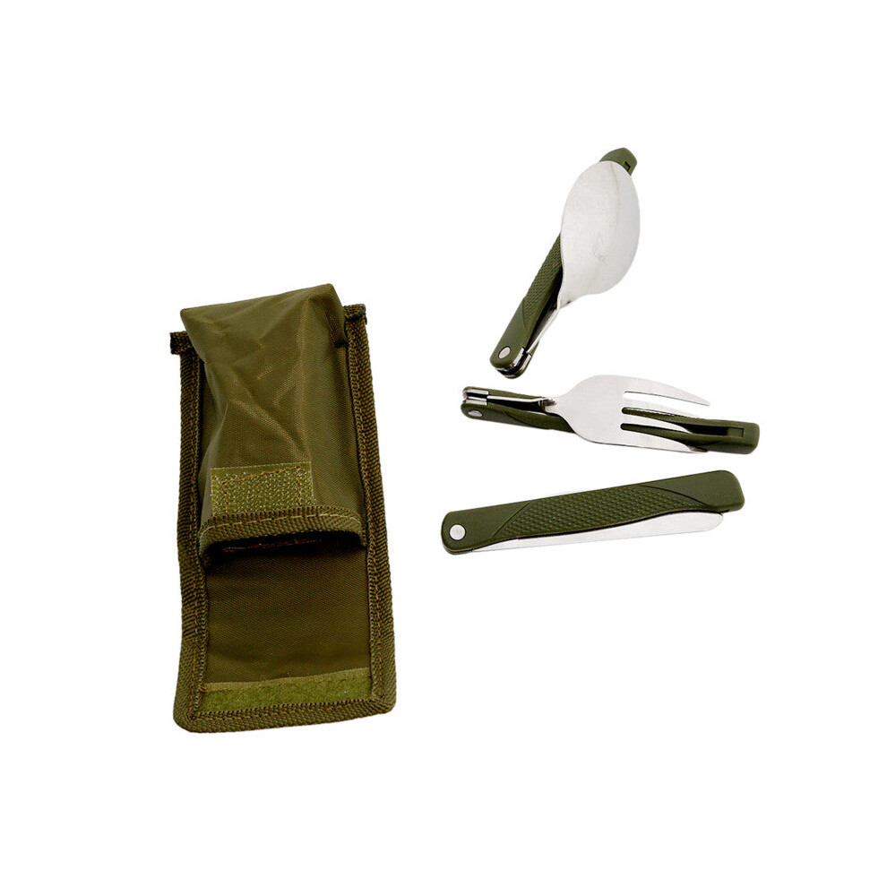 (Style 1) Long cookware backpack Spork fork stainless steel fold knife utensil spoon set combo Picnic camp cutlery tableware flatware
